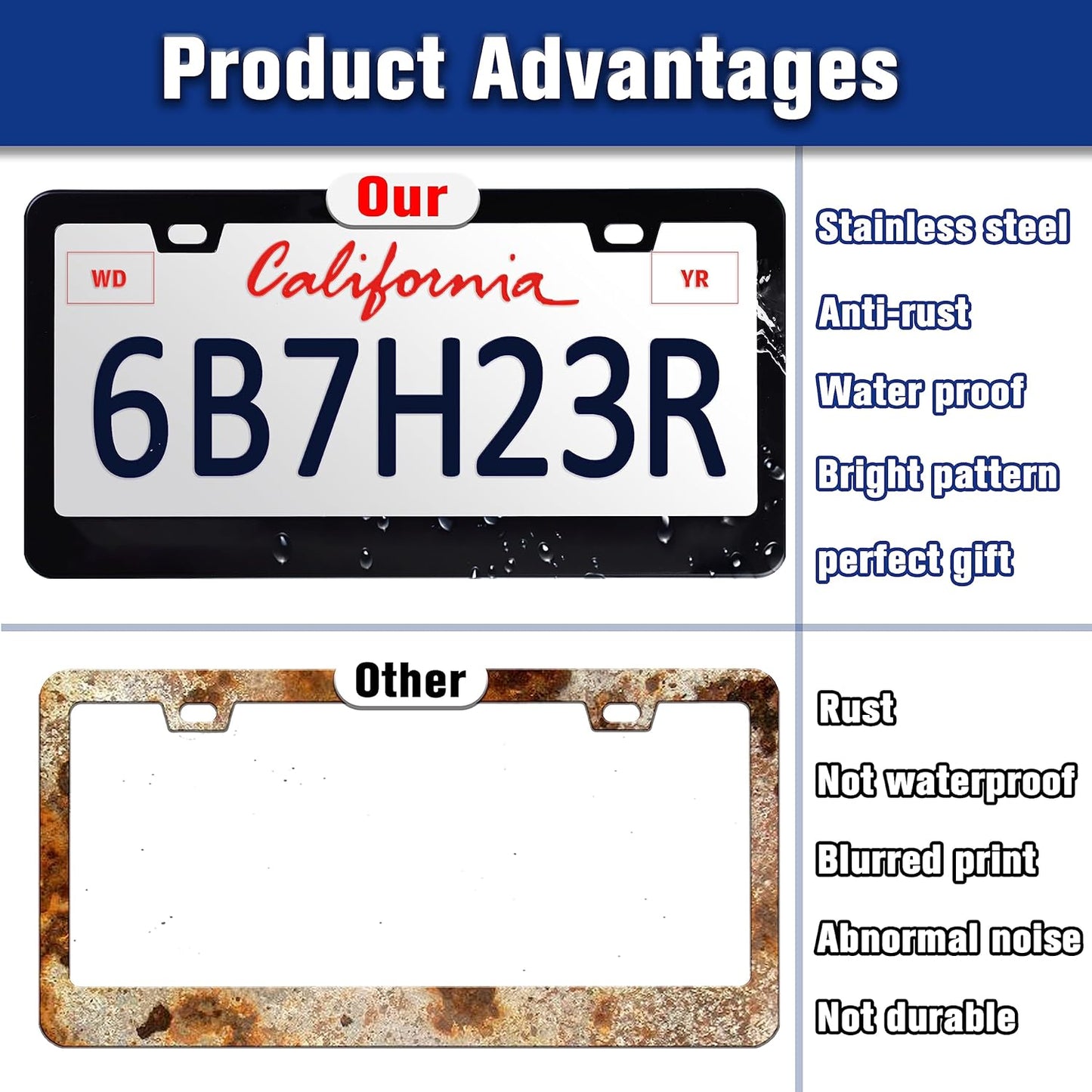 Cow Print Texture License Plate Frame Animal Skin Spots License Plate Holders Funny Stainless Steel Auto Accessory Bracket 2 Hole with Screws Universal Us Car License Plate Frames 6x12 Inch