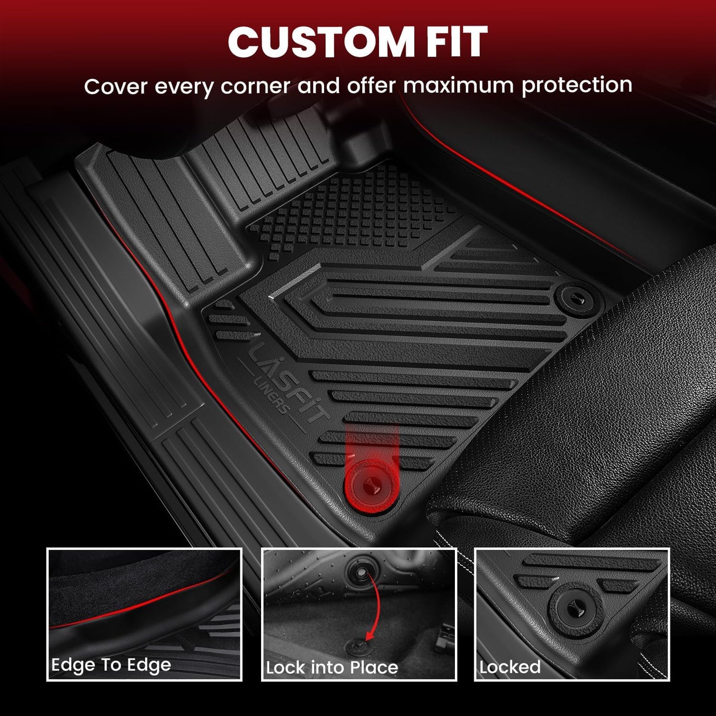 LASFIT Floor Mats & Cargo Mat for Toyota Highlander 2020-2025 (Fit Hybrid, 7&8Seats), All Weather Fit TPE Floor Liners, 3 Rows & Cargo Liner Back Seat Cover for Highlander car mats(Not Subwoofer)