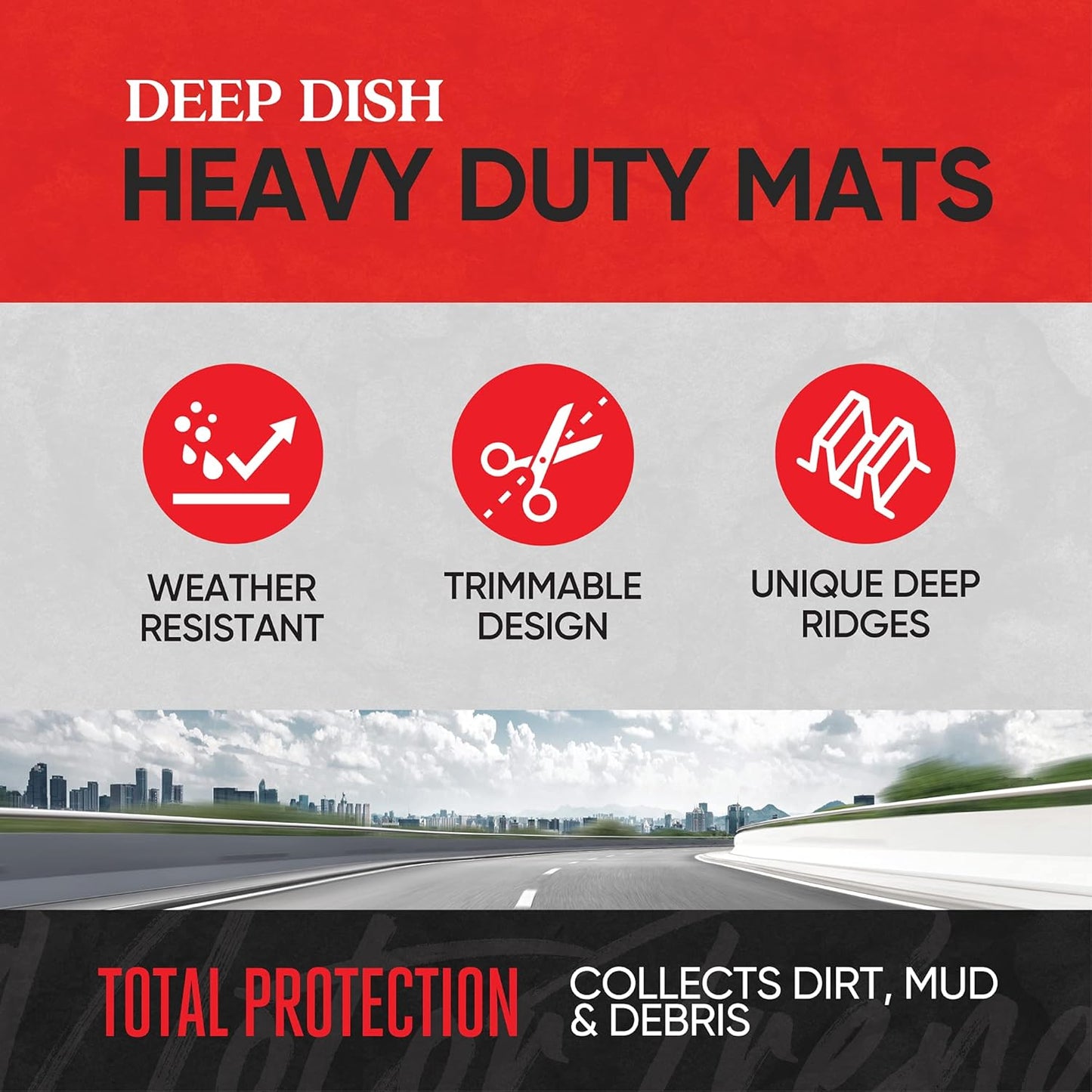 Motor Trend FlexToughXL DeepDish Floor Mats for Cars, Full Set All-Weather Rubber Automotive Floor Mats Waterproof Heavy Duty Car Mats Flexible Floor Liners for Car Truck Van SUV Car Floor Mat (Brown)