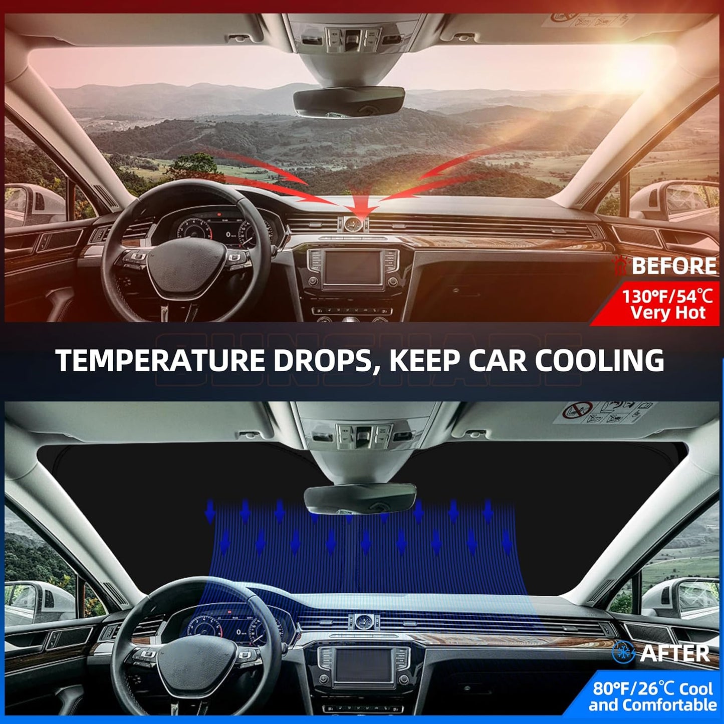 Windshield Sun Shade for Toyo-ta Prius 2016-2022 Foldable Sunshade Custom Fit Front Window Car Interior Accessories Protector Blocks UV Rays (NOT for Prius C or Prius V)