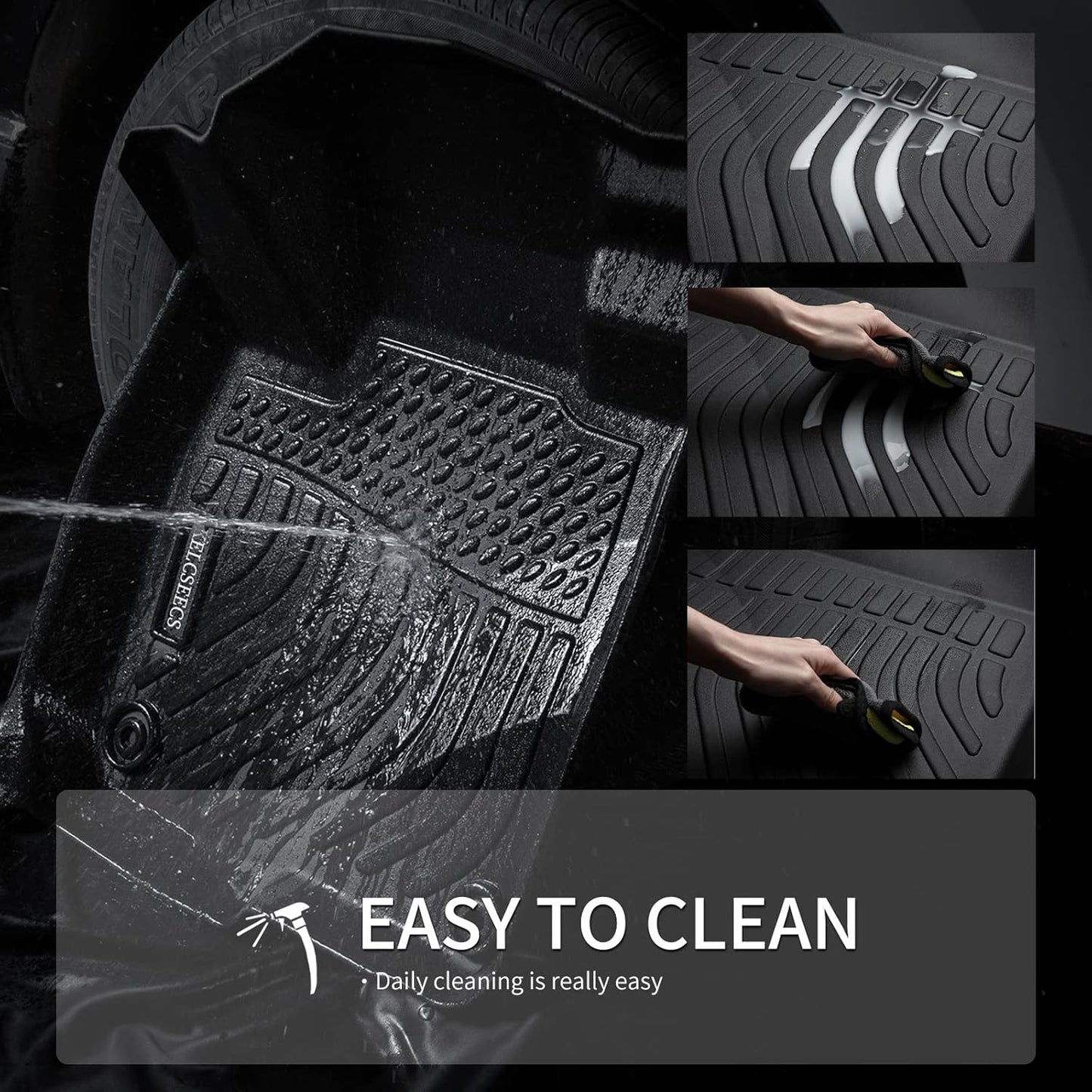 KELCSEECS® Floor Mats Custom for Hyundai Elantra 2020 2019 2018 2017 All Weather Protection TPE Heavy Duty Non-Slip Automotive Floor Liners Fits Front & 2nd Row Full Set Accessories, Black