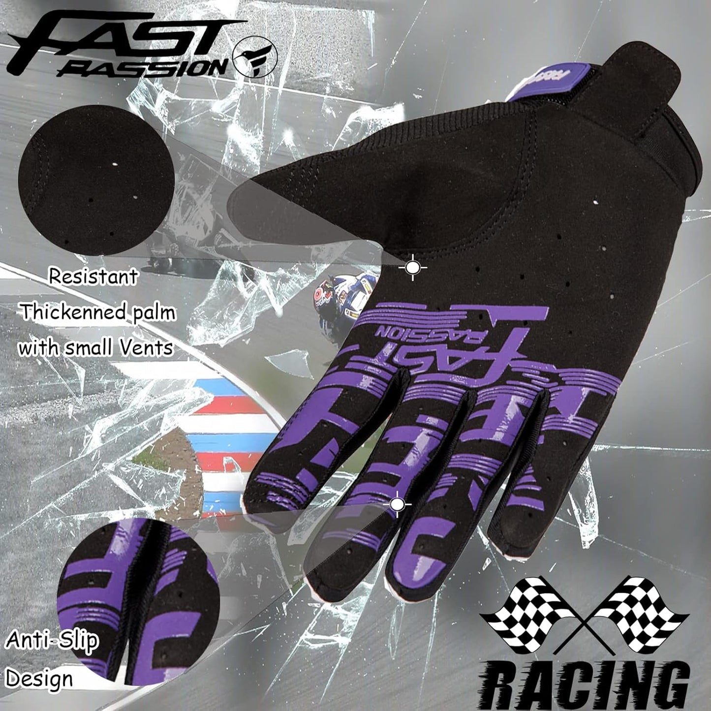 Motorcycle Gloves for Men/Women - Dirt Bike & Motocross Gloves with Anti-Slip ATV BMX MX MTB Riding Cycling Features