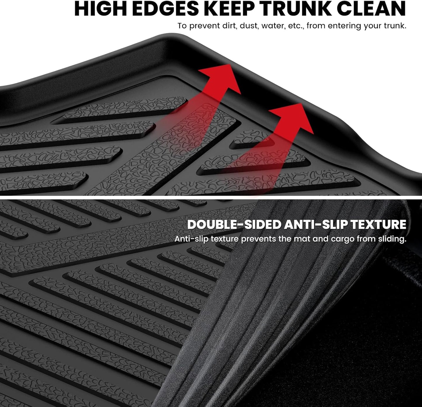 LASFIT Cargo Mat for Volkswagen Jetta 2011-2018 (Not fit Jetta SportWagen and Hybrid/TD/TDI Trims), Custom Fit All-Weather TPE Rubber Trunk Mat for VW Accessories, Waterproof, Easy to Clean, Black