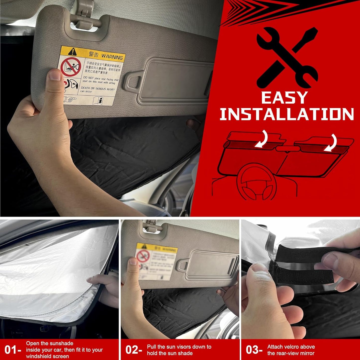 Windshield Sun Shade for 2019-2025 Volkswagen VW Jetta Foldable Sun Sunshade for Car Front Window Blocks UV Rays and Heat Automotive Interior Protector Custom Fit Accessories