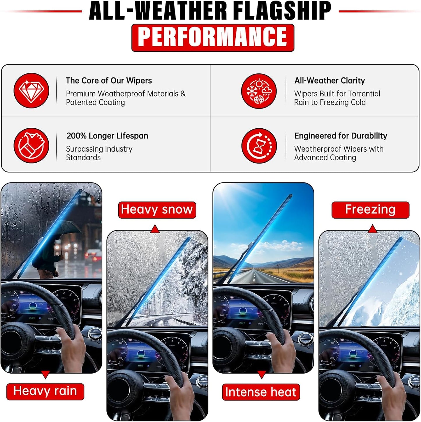 Windshield Wiper Blades Replacement for 2009-2016 Toyota Venza Original Factory Quality Front Rear Wipers Blade Set for My Car - 26" 22" 12" (Pack of 3)