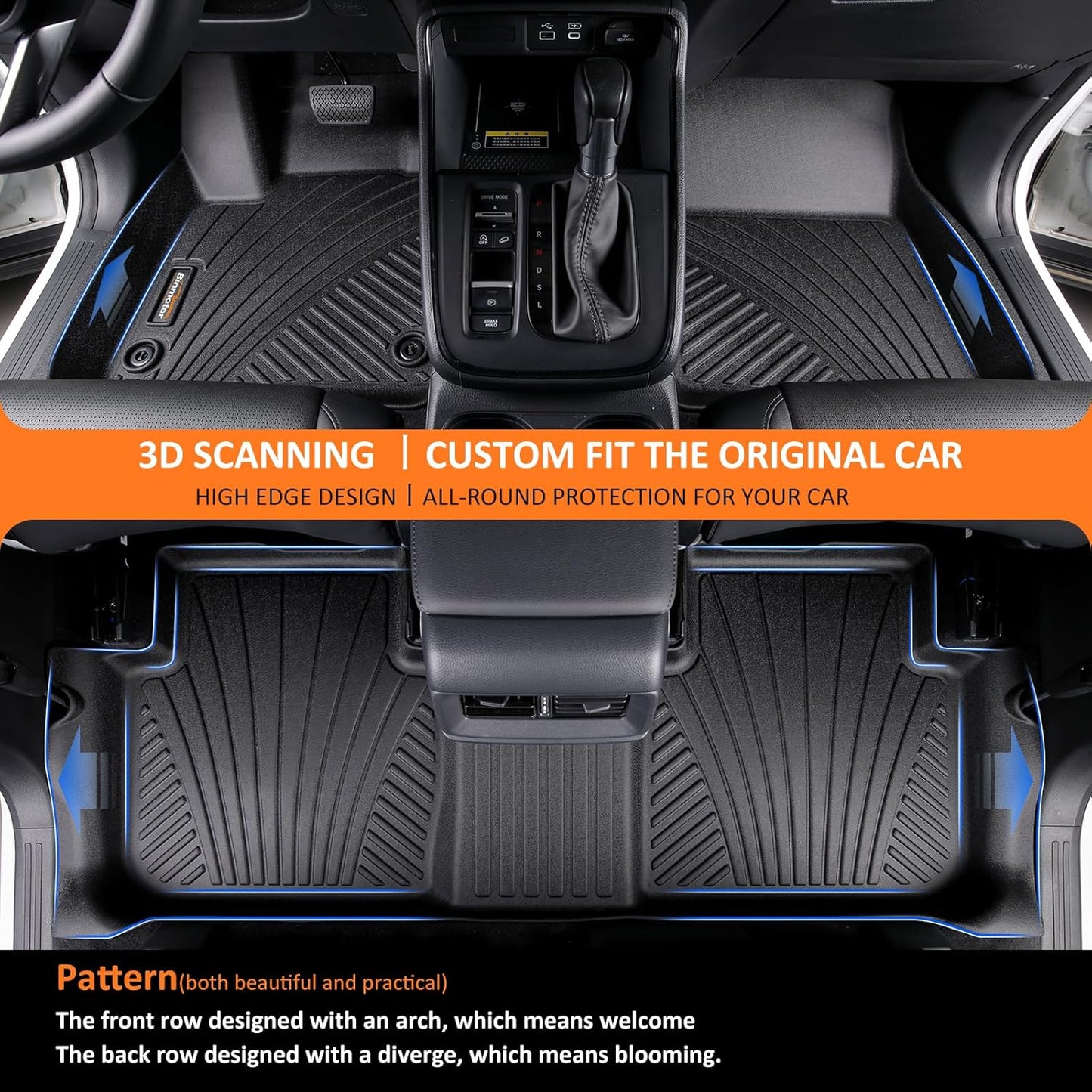 Binmotor-All Weather Floor Mats & Cargo Liner for Dodge Charger RWD 2011-2023/2011-2023 Chrysler 300 RWD, Heavy Duty Floor Liners, Charger Car Trunk Cargo Mat, Trunk Liner 3D Car Mats