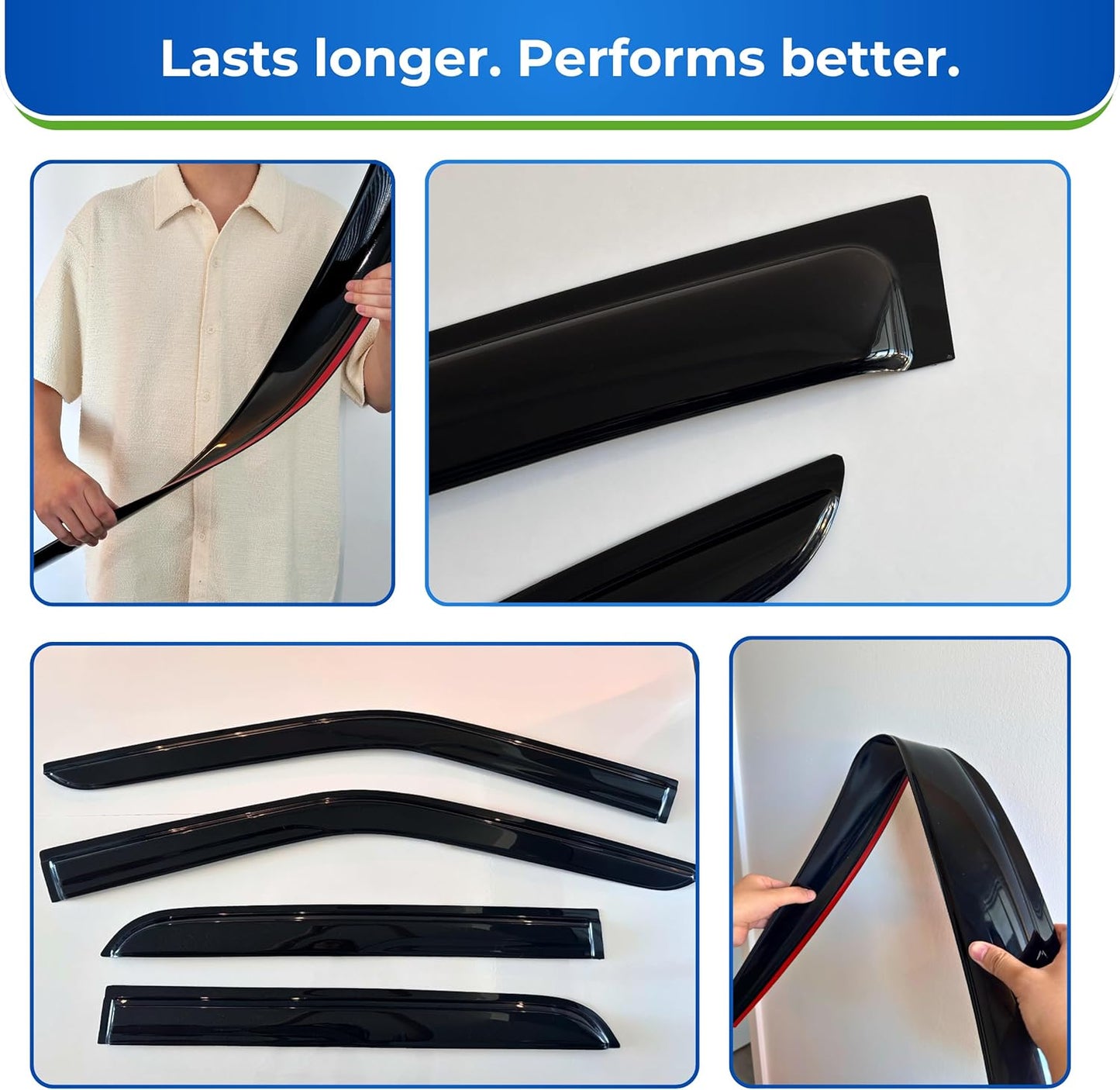 KPY Window Visor Compatible with Hyundai Elantra Sedan 2011-2016 (Excludes GT), 4PC Rain Guard Side Window Vent Deflectors Tape-On Mugen Style, 2011 2012 2013 2014 2015 2016