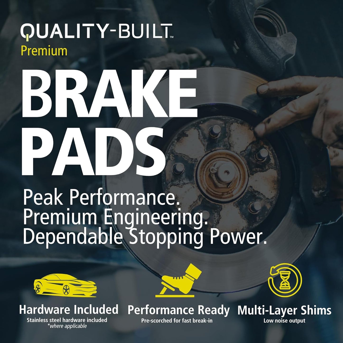 Premium Semi-Metallic Front Brake Pads (1001-0965M) Compatible with Dodge Ram 1500 2006-2008, Dodge Ram 2500 2003-2008, Dodge Ram 3500 2003-2008, Dodge Ram 4000 2005-2007