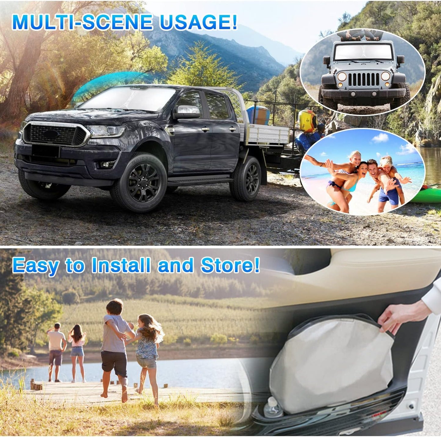 T TGBROS Windshield Sun Shade for Ford Explorer 2020-2025 Accessories Foldable Sun Shield Front Window Sunshade Cover Sun Visor Cover Block Heat and Sun Protection