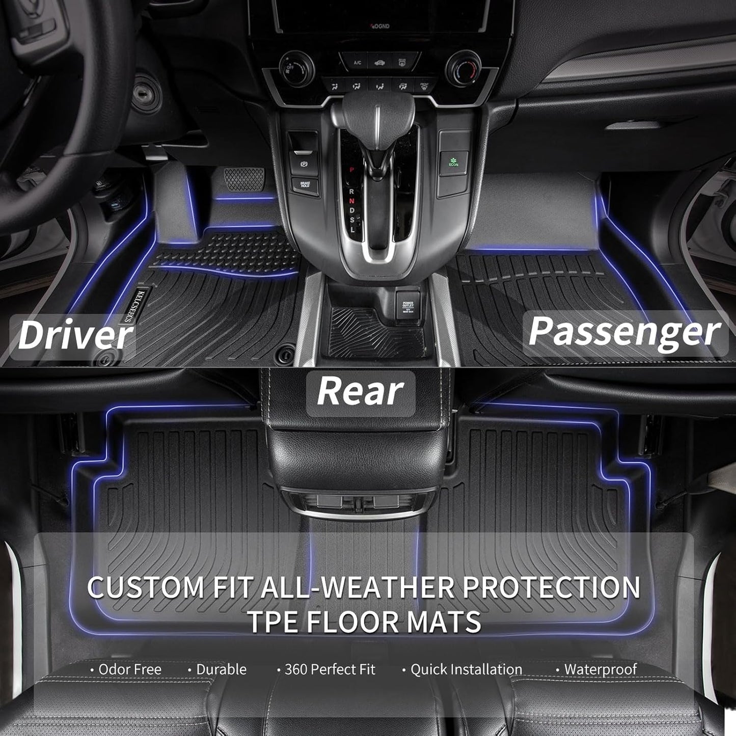 KELCSEECS® Floor Mats & Cargo Liner with Seatback Mats for 2021-2025 Ford Expedition Max 8 Seats Bench Seating, All Weather Protection TPE Floor Liners Full Set Expedition Accessories Black