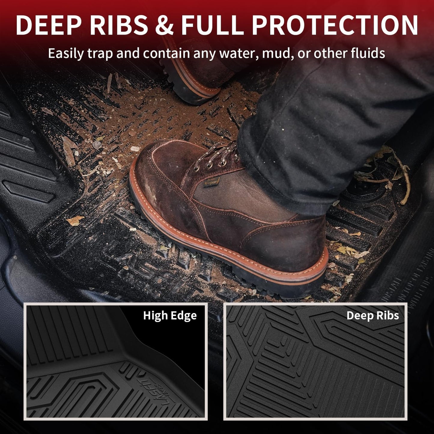 LASFIT Floor Mats and Trunk Mat for Honda Accord Sedan 2023 2024 2025 2026 (Include Gasoline & Hybrid), All Weather TPE Floor Liners 1st & 2nd Row & Cargo Mat Full Set, Black
