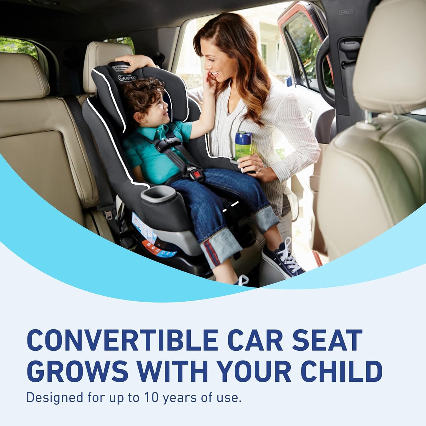 Graco Extend2Fit Convertible Baby Car Seat, Rear and Forward Facing, Adjustable Extension Panel for Extra Legroom, Gotham