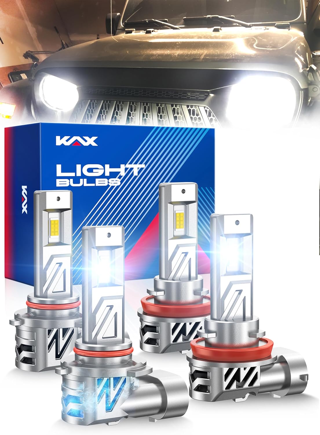2025 10X Brightener 9005 9006 Led Bulbs Combo for Car Owners, 100000Lm HB3 HB4 for Drivers at Night, During Bad Weather, 1:1 Real Size, 100000 Hours Lifespan, 99% Fit Vehicles, Plug & Play, 4 Pack