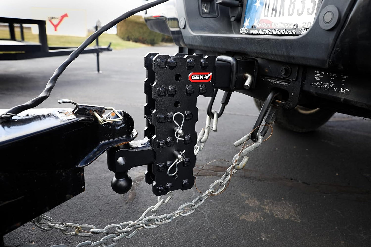 GEN-Y Hitch Solid Shank Adjustable Tow Hitch with Dual-Ball for 2.5" Receiver - 7.5" Drop - 16,000 LB Towing Capacity - 1,600 LB Tongue Weight - Black
