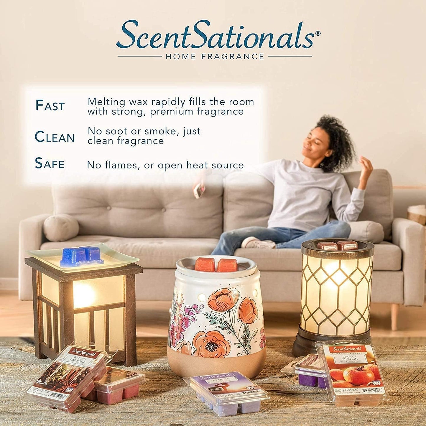 Scentsationals Wax Melts, Wax Cubes Strong Scent - Strawberries & Cream - Long Lasting Scented Melts for Warmer, 10oz (24-Cubes)