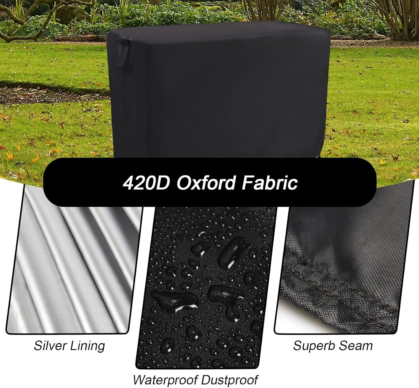 Kingling Outdoor Table Cover 48 Inch, Waterproof Stainless Steel Table Cover Metal BBQ Table Covers Weather Protection for Patio Kitchen Work/Prep Tables - 48''L x 24''W x 35''H