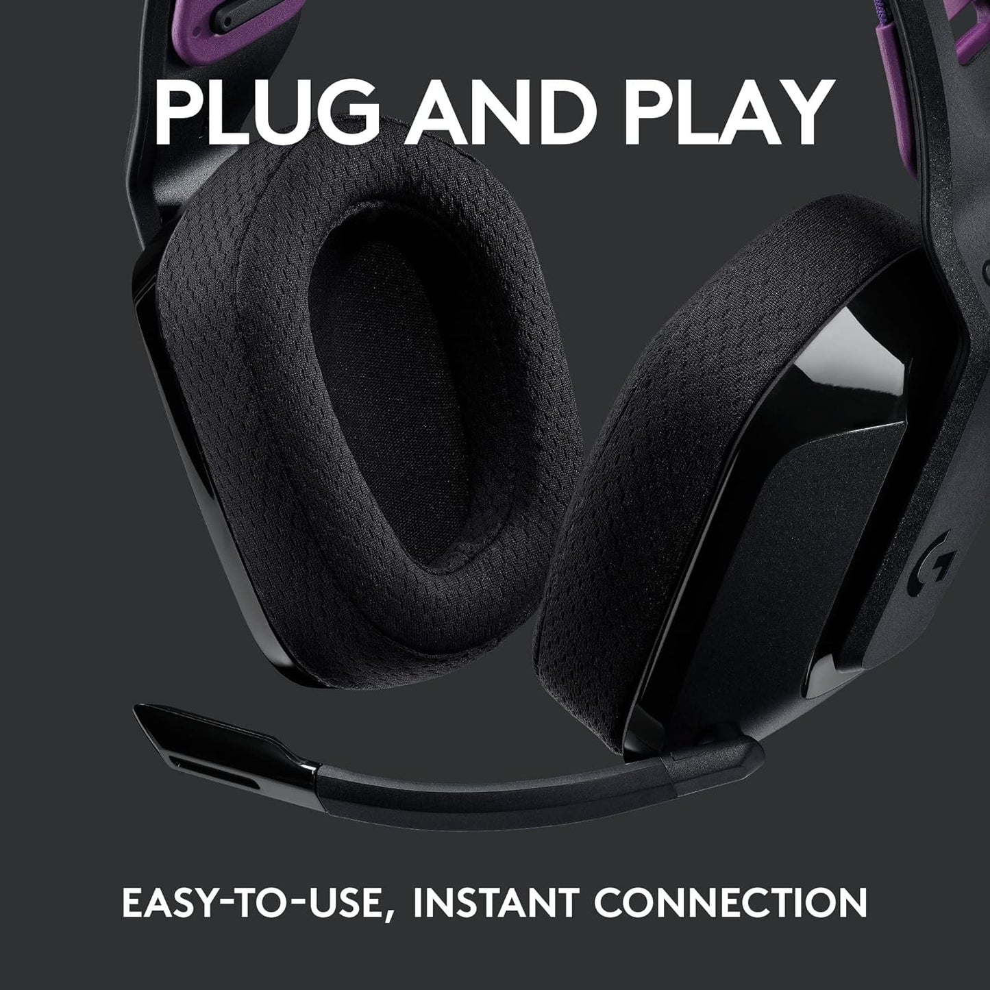 Logitech G535 LIGHTSPEED Wireless Gaming Headset - Lightweight on-ear headphones, flip to mute mic, stereo, USB rechargeable - Black