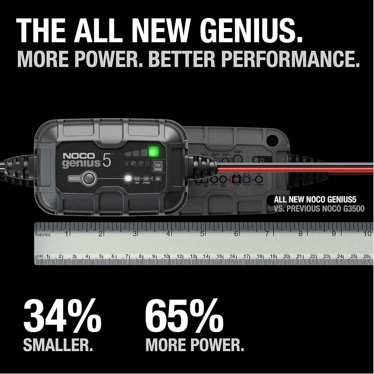 NOCO GENIUS5: 5A 6V/12V Smart Battery Charger – Automatic Maintainer, Trickle Charger & Desulfator with Overcharge Protection & Temperature Compensation – For Lead-Acid & Lithium Batteries