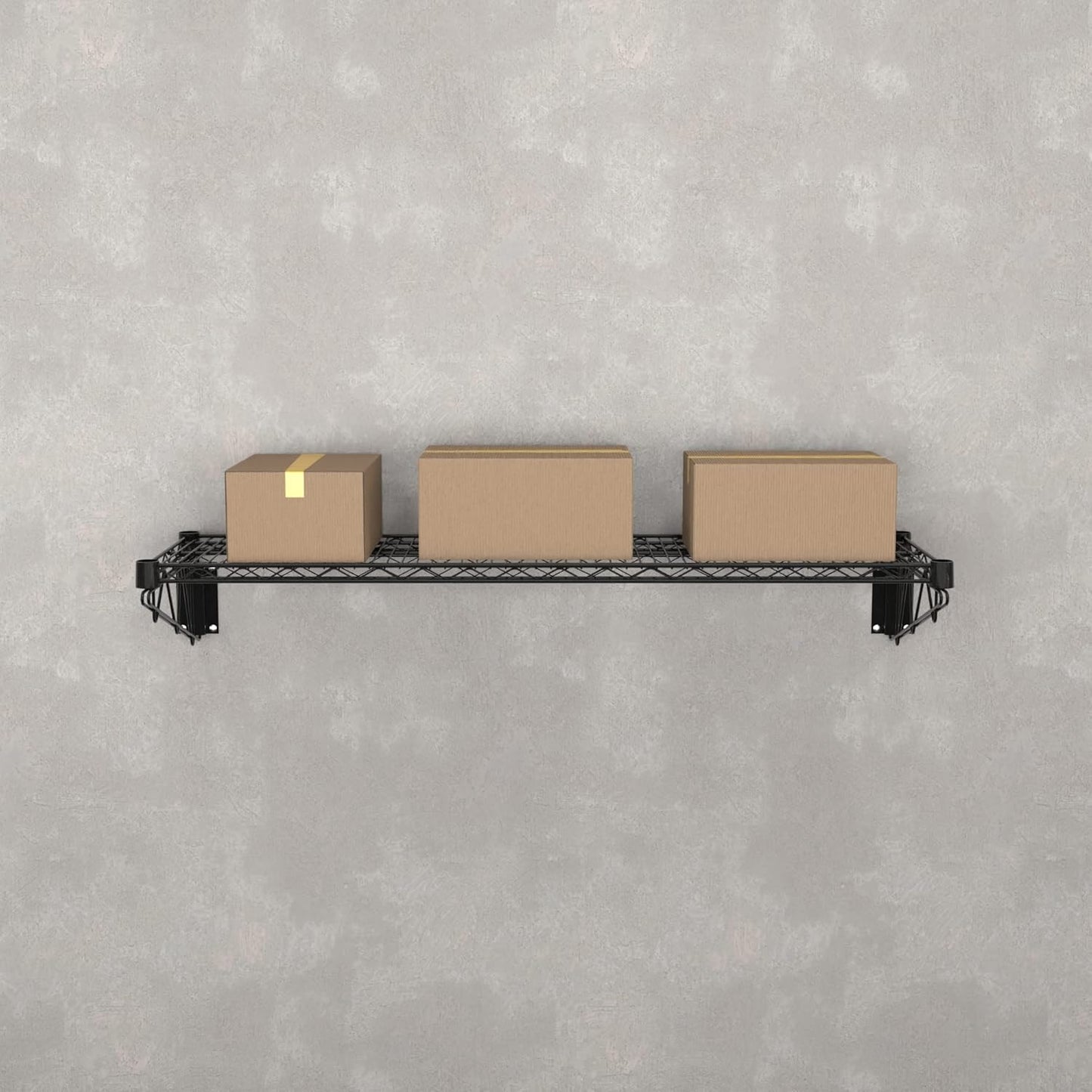 14" x 48" Black Epoxy Wire Wall Mount Shelf