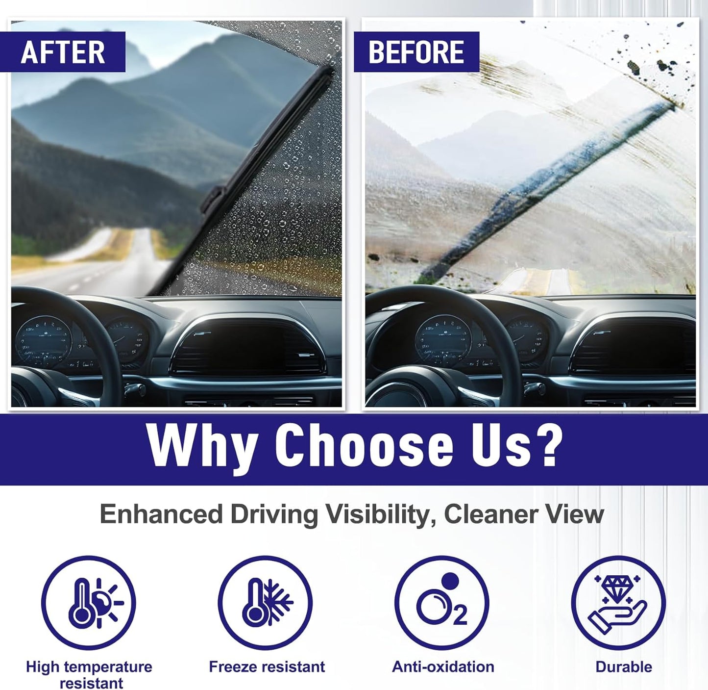 AJK Wiper Blades for Hyundai Kona 2018 2019 2020 2021 2022 2023, 2 Piece All Weather OEM Quality Automotive Replacement Windshield Wiper Blades for My Car
