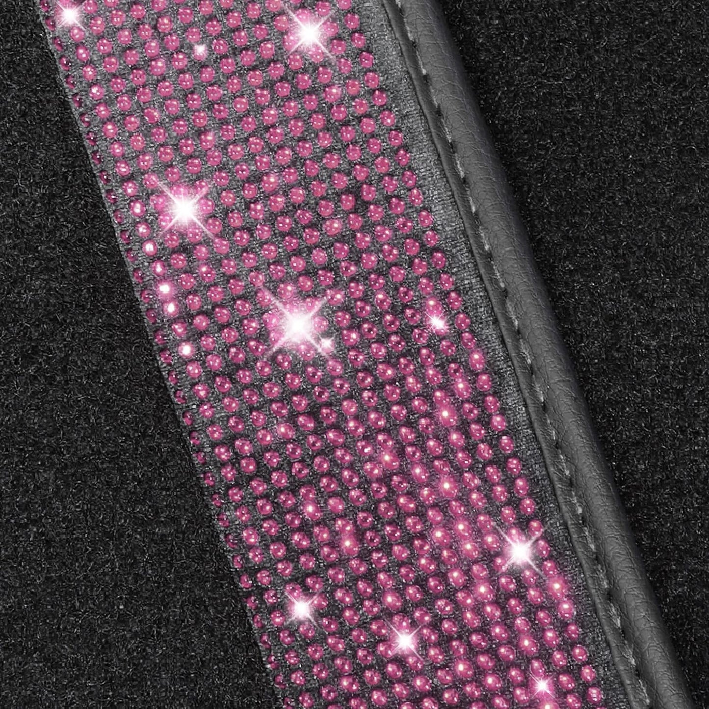 NBTEPEM Pink Bling Car Floor Mats Full Set, Universal Fit Most Cars,SUV, Trucks, 4 pcs Sparkle Glitter Diamond Carpet for Women Girls with Anti-Slip Pad (Pink Diamond)