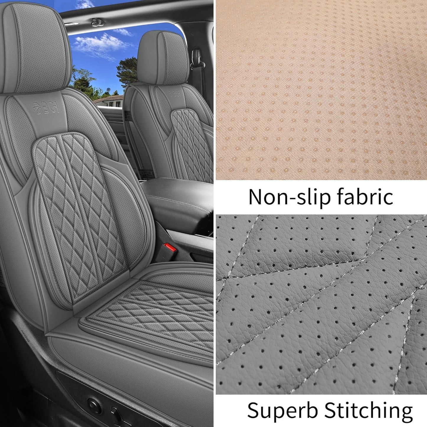 Car Seat Cover Custom Fit for Dodge Ram 1500 2500 3500 2002-2024 Faux Leather Seat Cover Set Compatible with Crew Quad Regular Cab Pickup Truck Cushions (Black Redline, Full Set, Curved Rear)
